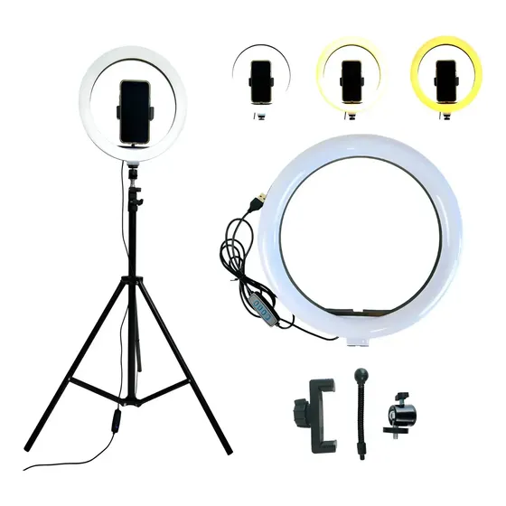 Aro De Luz Led Mti 26cm Blanco Frío Neutro Calido Tripode Negro Blanco Frío, Neutro, Cálido