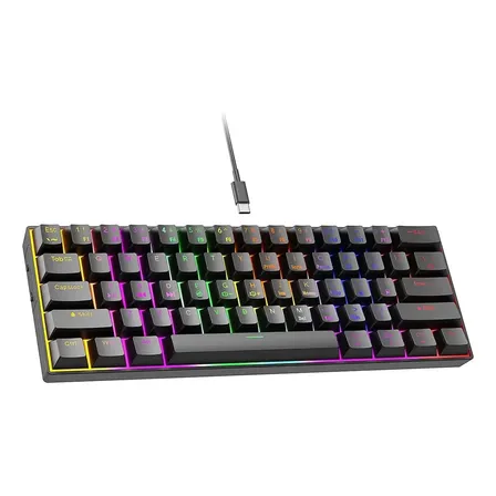 Teclado Gamer Mecánico Carrello al 60% - Color Negro - Teclado Para Computadora Pc Switch Blue Idioma Inglés Us Rgb Lineal