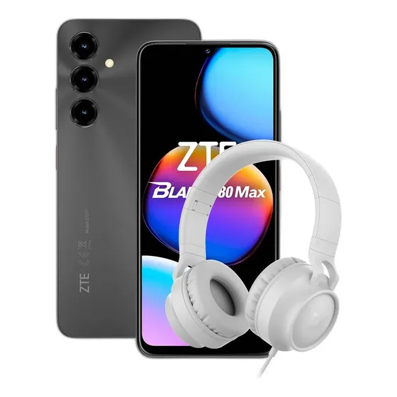 Combo Zte V80 Max 4+256gb Negro + Auriculares Dekkin
