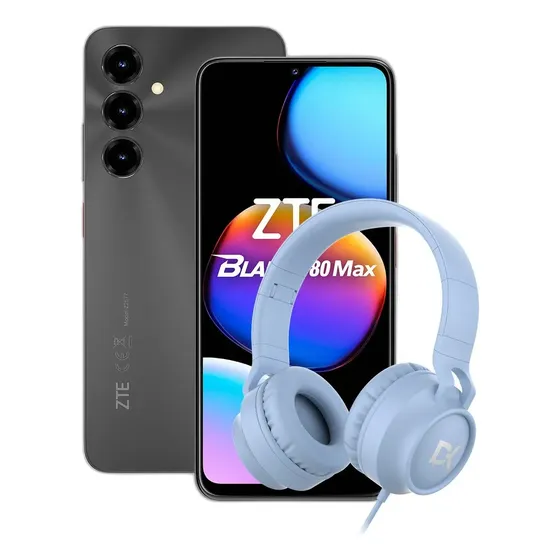 Combo Zte V80 Max 4+256gb Negro + Dekkin Vincha Celeste