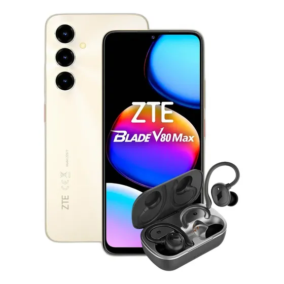 Combo Zte V80 Max 4+256gb Dorado + Auriculares Dekkin Tws