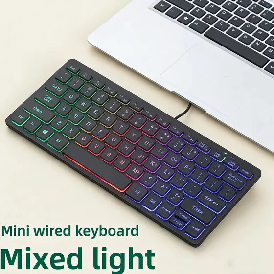 Teclado Mini Con Cable Para Computadora Con Luz Blanca