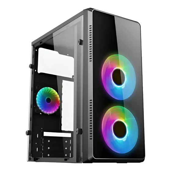 Gabinete Mid Tower ZER01 Gaming Centauri Micro ATX 3 Ventiladores RGB Fixed Negro