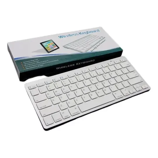 Teclado inalámbrico Bluetooth para PC, tableta, teléfono celular, portátil inalámbrico, color blanco, idioma portugués, Brasil