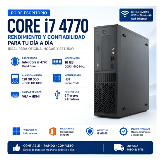 Pc Intel Core I7 4770 16gb 500gb Win11 Wifi Bt