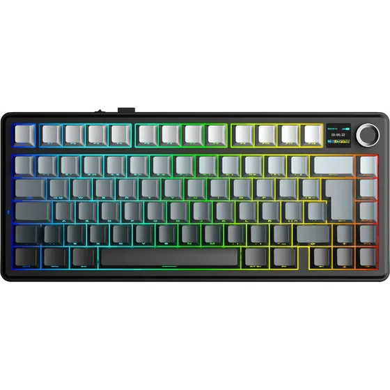 Teclado Gamer Aula F75 Max Sw Reaper Rgb Negro Degrade C/lcd Negro Degrade Español