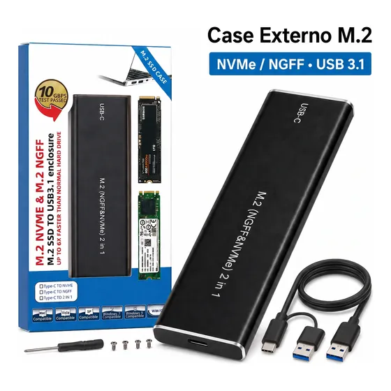 Carry Disk Case M2 Ssd Nvme Ngff Dual Usb C  Y A 3.1 Infosty