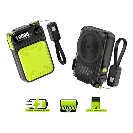 Power Bank Carrello HP12 10000mah Carga Rápida Inalámbrica Batería Externa Portátil Usb-c Para Celular iPhone Samsung Xiaomi