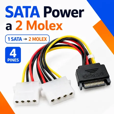 Cable Sata Power A 2 Molex  4 Pines Infostyle