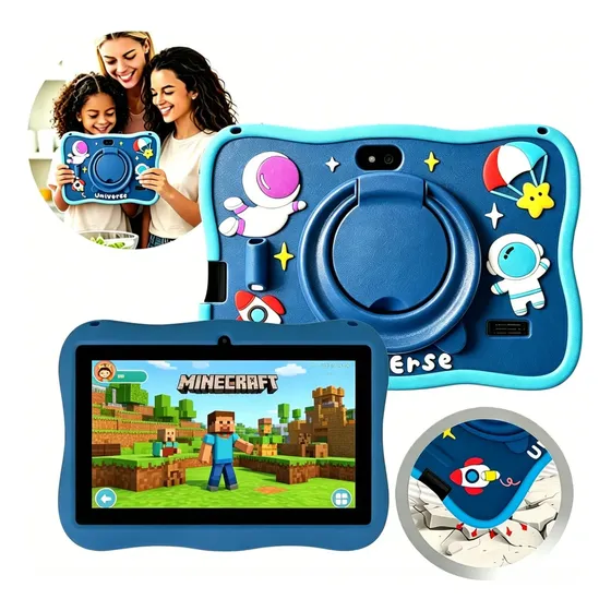Tablet Para Niños Hd, Funda Antigolpes Azul Control Parental