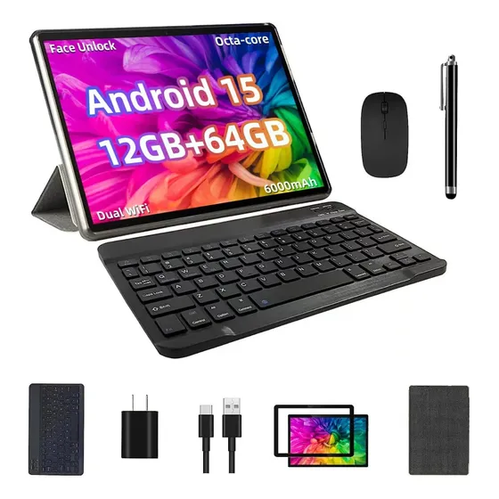 Tableta Tuohaitime K10 Android 15, 12 Gb+64 Gb, Negra