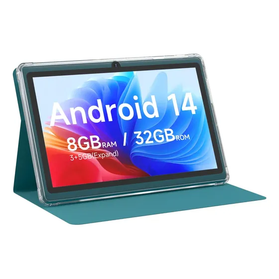 Tablet Android 14 De 7 Pulgadas Con Funda, 8 Gb De Ram 32 Gb