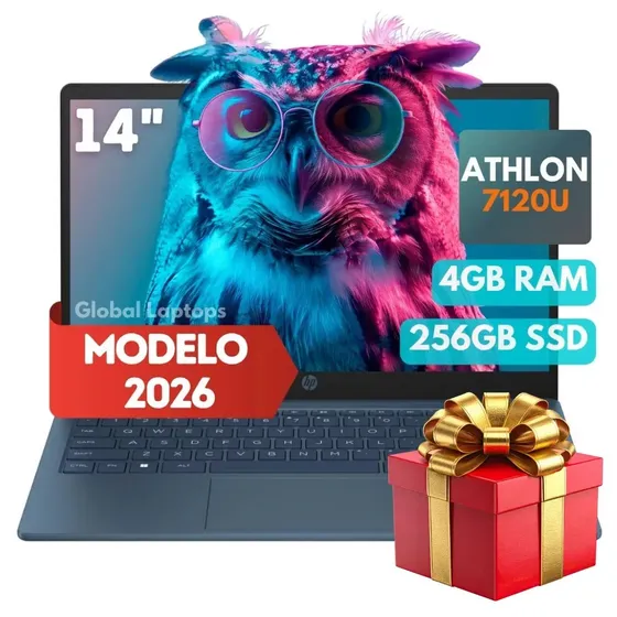HP Athlon Silver 7120u 4 GB DDR5 RAM 256 GB SSD Screen 14 HD AMD Radeon Graphics Incluye Windows 11 Laptop 14-em0012