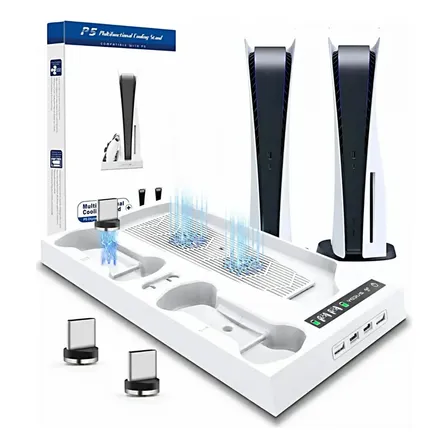 Base De Apoya Y Carga Soporte De Consola Ps5 Con Cooler Blanco