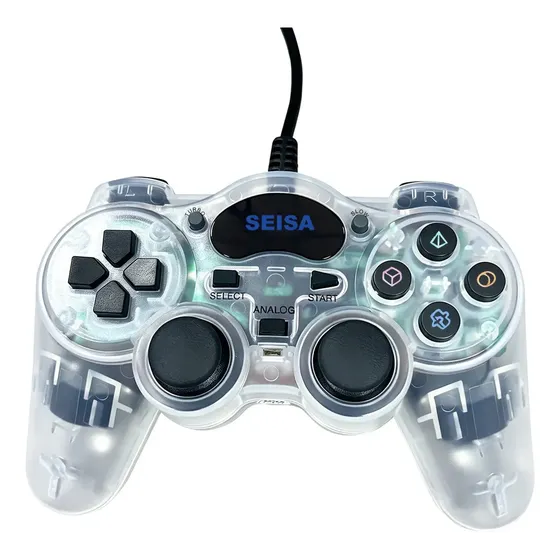 Joystick Seisa S-803TM PlayStation 2 Transparente Cable 1.8m Vibration