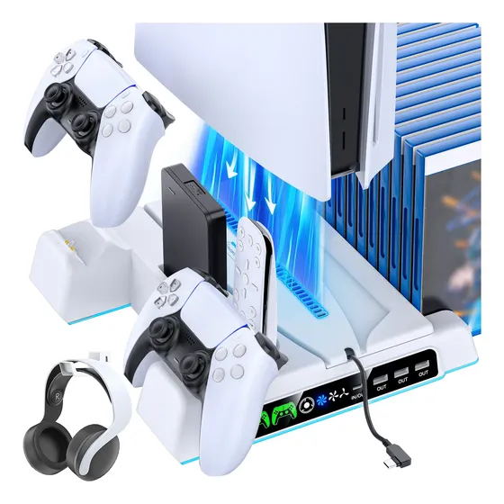 Base Enfriadora Cargador Controles Ps5 Slim Pro