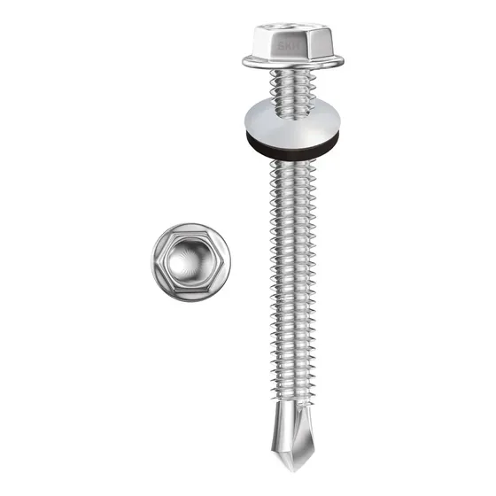 Tornillo Autoperforante Hexagonal Punta Mecha 14 x 2 1/2 (6,3 x 63mm) Para Techo Chapa Con Arandela Vulcanizada Caja por 100 Unidades