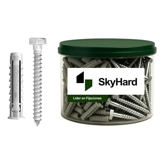 Pack De 25 Tarugos Fischer SX10 Para Ladrillo Hueco Con Tirafondos Skyhard