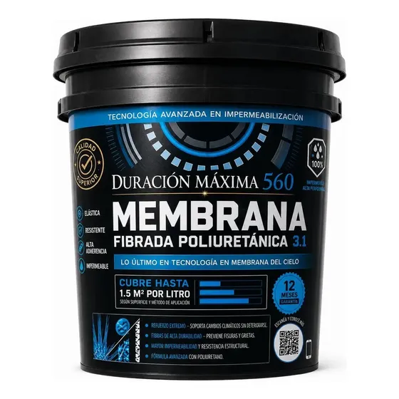Membrana Fibrada Poliuretanica 3.1,máxima Duración 560 X20 Gris Oscuro Mate