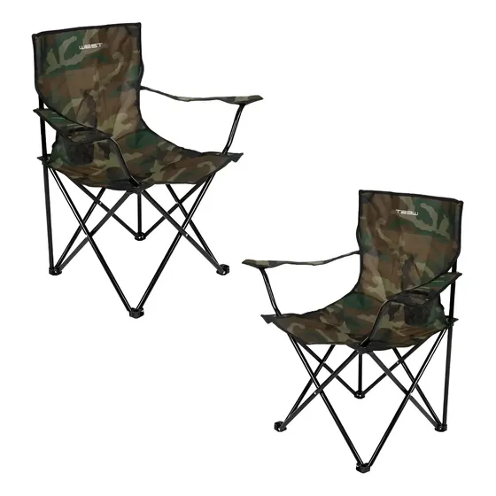 Pack X2 Silla Camping Playa Reforzada Plegable Bolso 85cm
