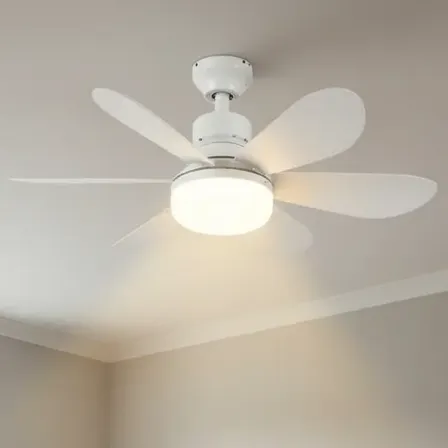 Ventilador Techo Lampara Led E27 C/control Remoto 15w Tbcin 52 Cm 50 Blanco Blacas Abs 6
