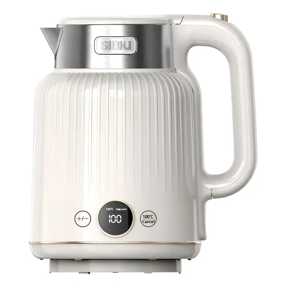Pava Eléctrica Sibiu Acero Inoxidable 1.5lt Pantalla Digital Color Beige