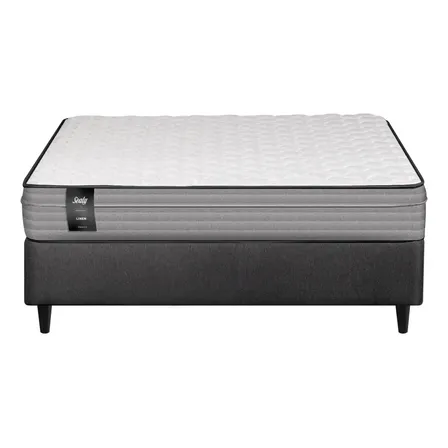 Sommier Y Colchon 2 Plazas (140x190) Sealy Linen Somun Color Gris