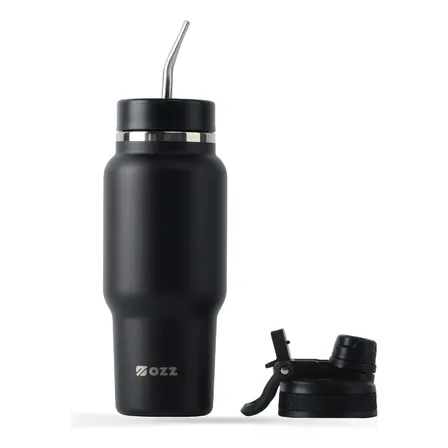 Automate de Acero Inoxidable 750 ml OZZ Color Negro con Tapa Tipo Botella