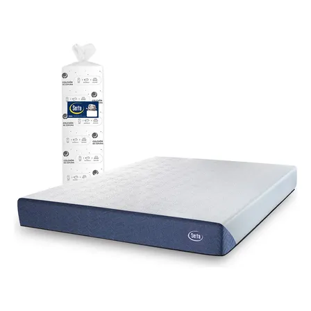 Colchón De Espuma Super King Serta Benton 200x200 Blanco Y Azul