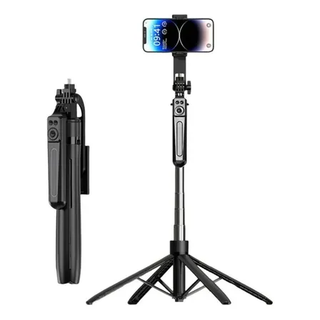 Palo Selfie Trípode 1,7m Con Control Remoto Y Luz Led