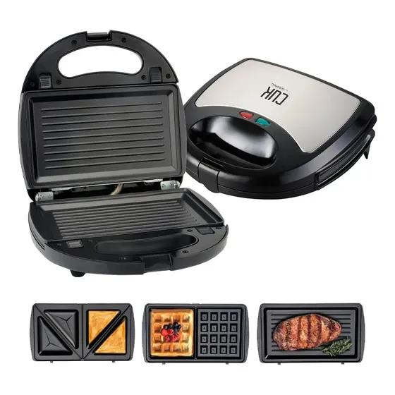 Sandwichera Waflera Cuk By Gadnic 3 En 1 750W Placas Desmontables Intercambiables Waffles Sándwiches Grill