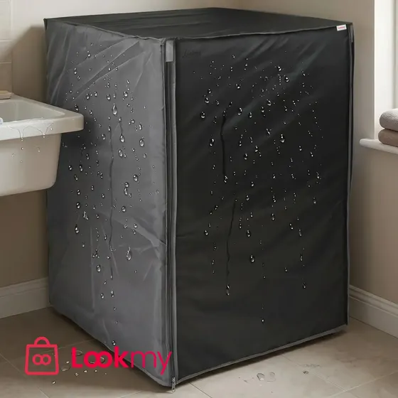 Funda Para Lavarropas Carga Frontal 60x60 Cm Negra | Cubre Lavarropas Lookmy Platinum | Cobertor para lavarropas | Protector lavarropas secarropas Tela impermeable | funda lavadora automático