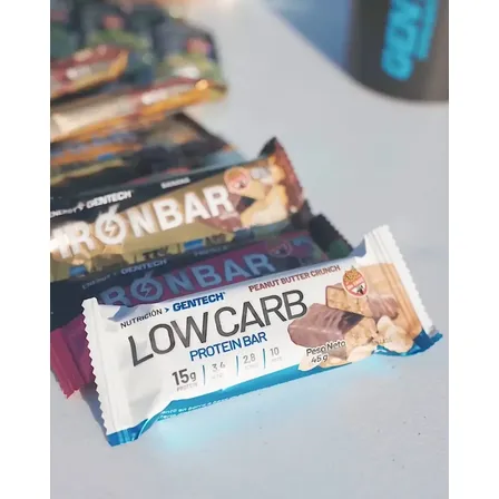 Barra de proteína Gentech Low Carb sabor Raspberry Crunch 10 unidades