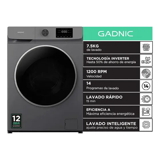 Lavarropas Automatico Gadnic 8kg Carga Frontal 1200 Rpm
