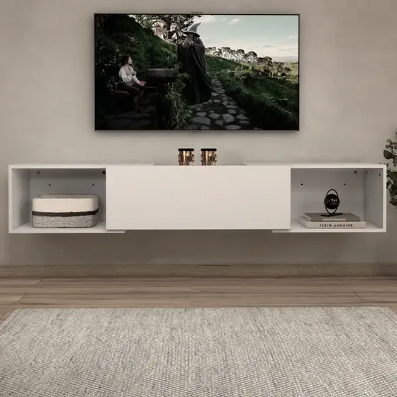 Rack Tv Flotante Mueble Mesa Tv Ajustable Moderno 135-174cm Muar