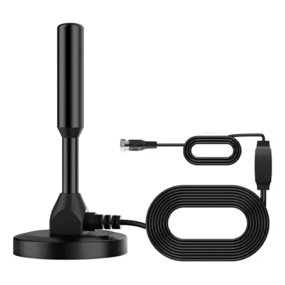 Antena De Tv Digital 4k 1080p Hdtv Soporte Magnetico Negro