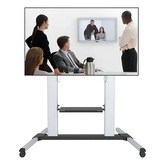 Soporte TV Ruedas TouchScreen 55-100 Pulg Ajustable VESA 1000x600 Plateado