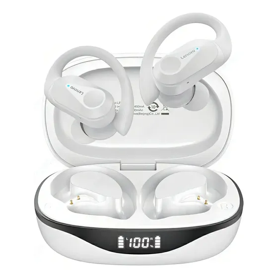 Auriculares inalámbricos Lenovo Lp75 Bluetooth 5.3, color blanco, luz, color agua