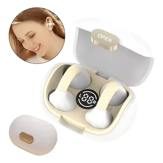 Auriculares Inalámbricos TRYMISS M8 Tipo Clip Open Ear con Bluetooth 5.4, Micrófono y Pantalla LED para Android y iPhone