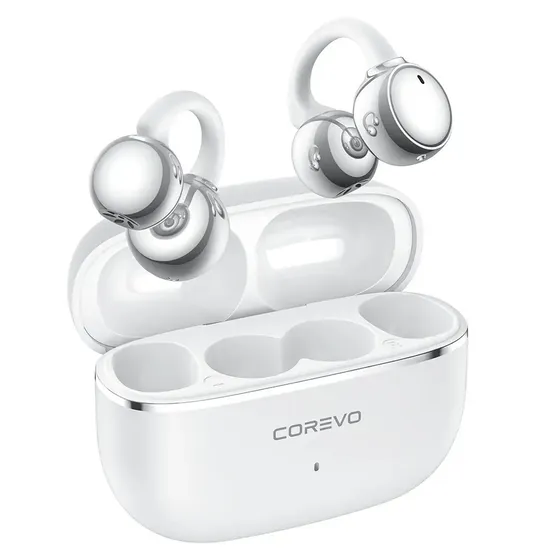Auriculares inalámbricos Bluetooth 5.4 de clip Corevo M12, ideales para deporte, running y gimnasio Blanco