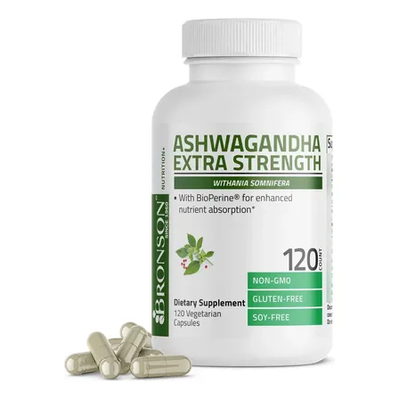 Ashwagandha 3000mg + Pimienta Bioperina Bronson 120 Cápsulas Sin Sabor