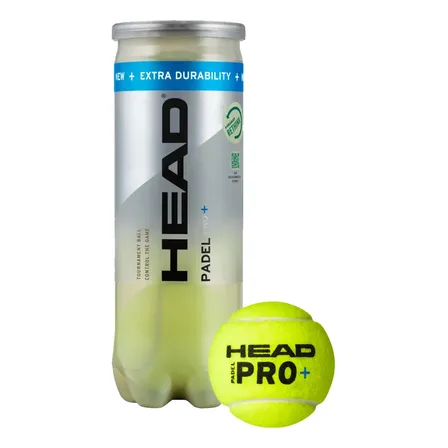Tubo De Pelotas Head Padel Pro + , Con 3 Unidades, Premium, Control y Precisión Superior, Durabilidad Optimizada