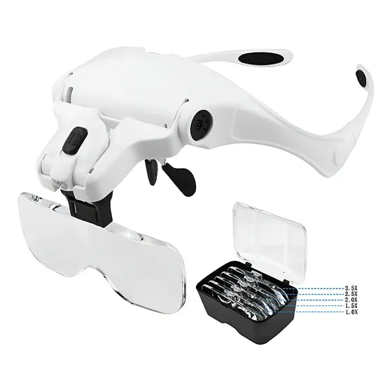 Lupa Vincha Con Luz Led Ajustable + Lentes 3.5 X
