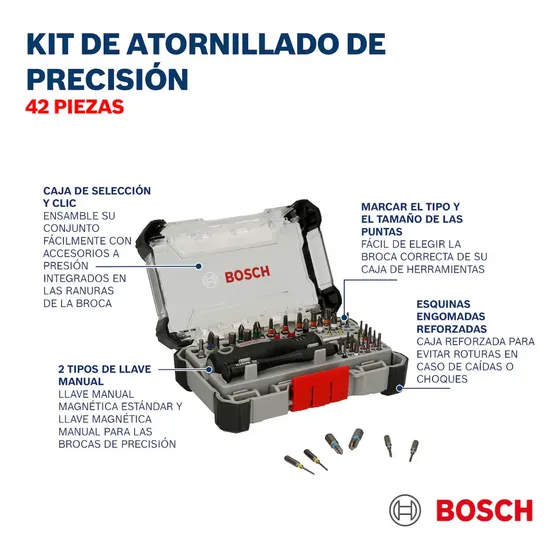 Kit De Atornillado De Precisión Con 42 Piezas Gris Bosch