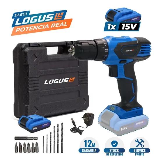 Taladro Inalambrico Logus 15v Percutor Maletin De Transporte