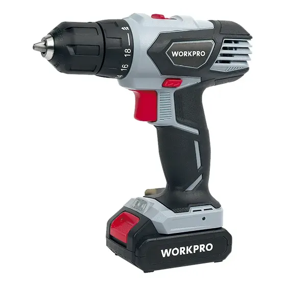 Taladro Inalambrico WORKPRO Litio Ion 2 Velocidades Bivolt Mandril 10mm Luz Led Torque 22nm con Bateria 1.3Ah y Cargador PROFESIONAL W122032