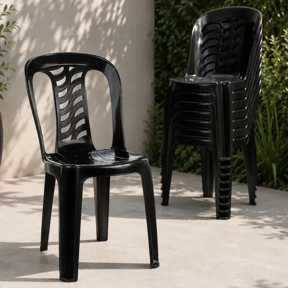 Silla De Jardin Apilable Bistro X8 Negro Gardenlife
