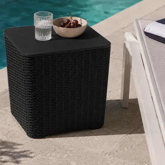 Mesa Ratona Capri Negro Destapable Para Exterior Jardin Gardenlife