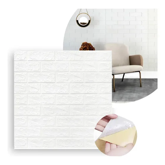 Placa Autoadhesiva Pared Revestimiento Decoración Pack 10 U Color Blanco