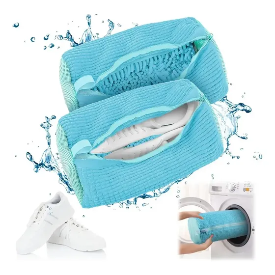 Bolsa Para Lavar Zapatillas En Lavarropas Funda Reutilizable Celeste